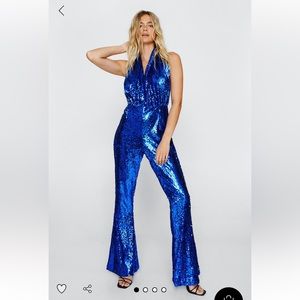 Nasty Gal Sequin Halter Jumpsuit